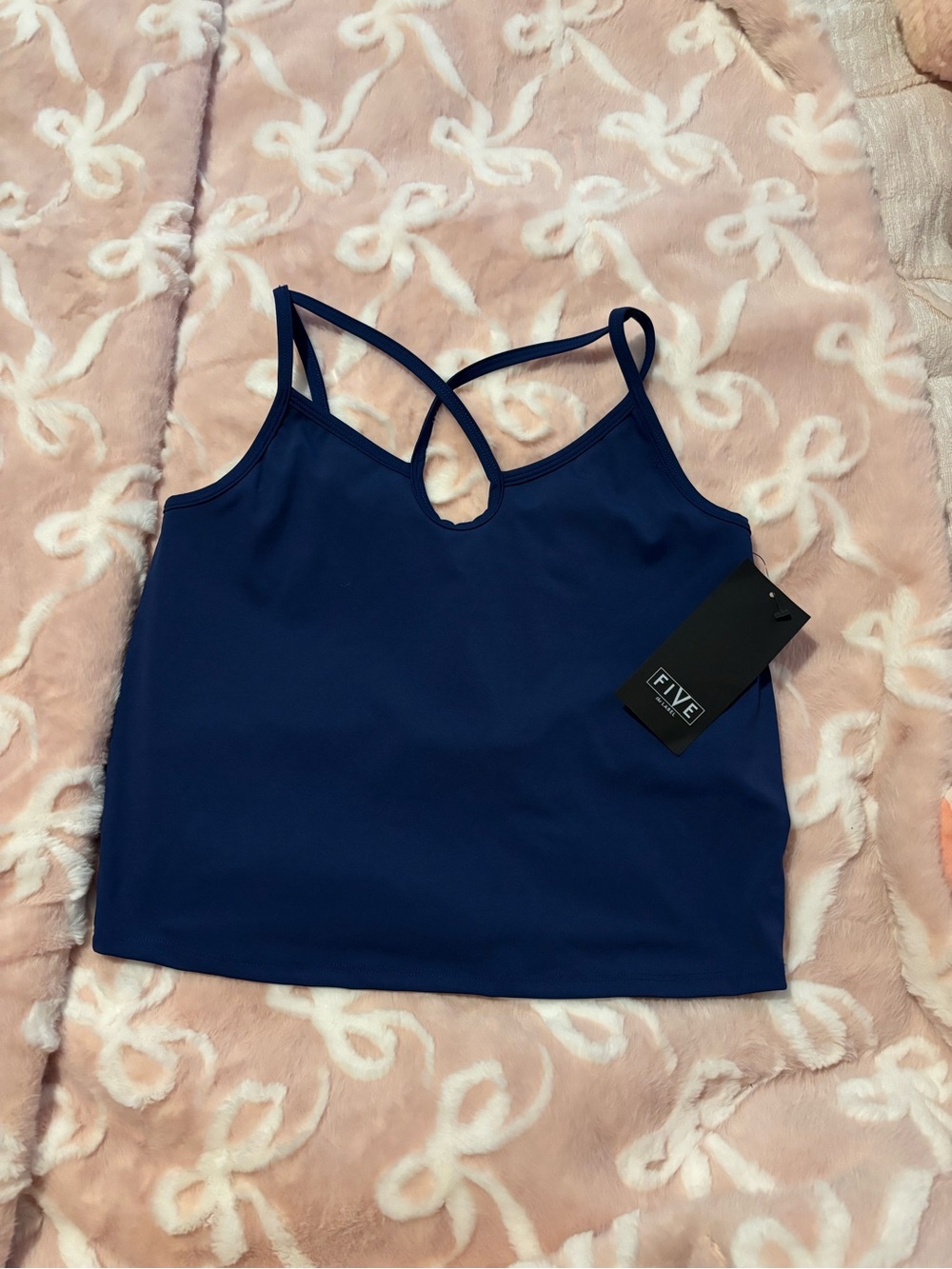 FIVE Navy Strappy Crop Tank Top